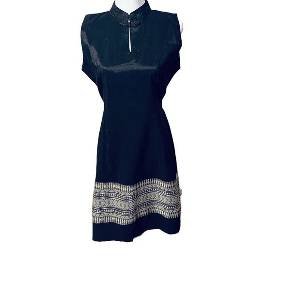 Dresses & Skirts - King Thai Silk Black Gold Dress Sz XL